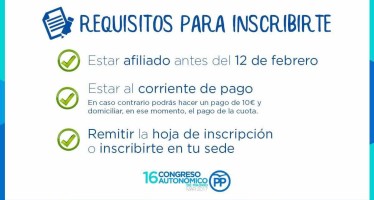 Información importante para afiliados. Participación en el 16º Congreso Autonómico del PP de Madrid