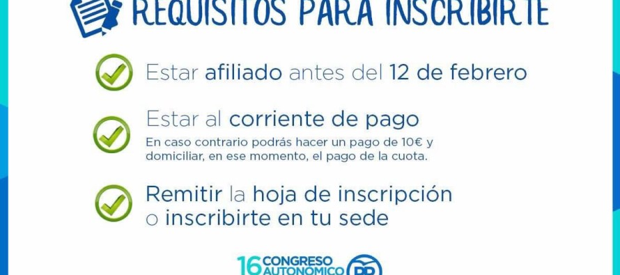 Información importante para afiliados. Participación en el 16º Congreso Autonómico del PP de Madrid