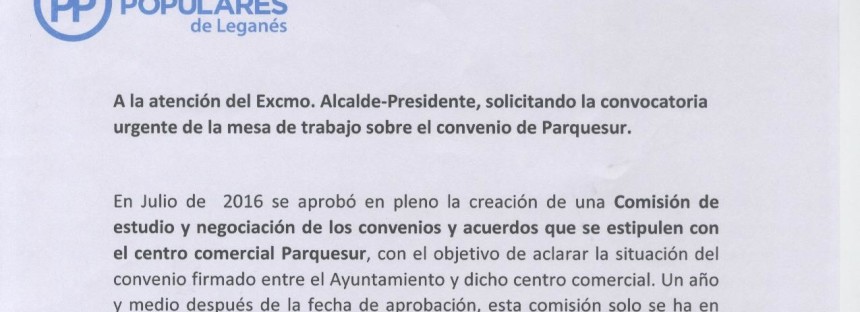 El Partido Popular exige al Alcalde la convocatoria urgente de la mesa de trabajo de Parquesur por falta de transparencia