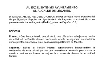 El Partido Popular solicita el traslado de la Unidad de Familia ante la situación de descontrol que hay en la Concejalía de Asuntos Sociales