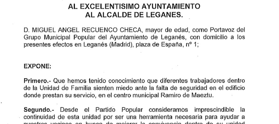 El Partido Popular solicita el traslado de la Unidad de Familia ante la situación de descontrol que hay en la Concejalía de Asuntos Sociales